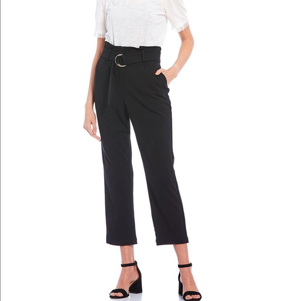 High-Rise Belted Waist Pants (RED)